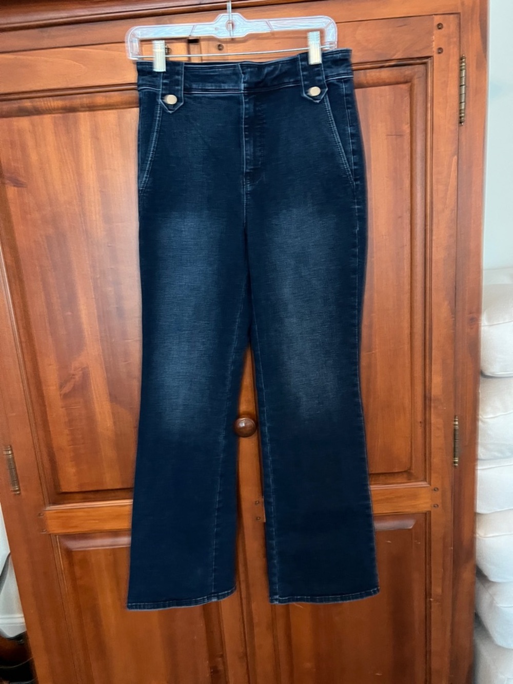 White House Black Market Dark Blue High-Rise Wide-Leg Jeans